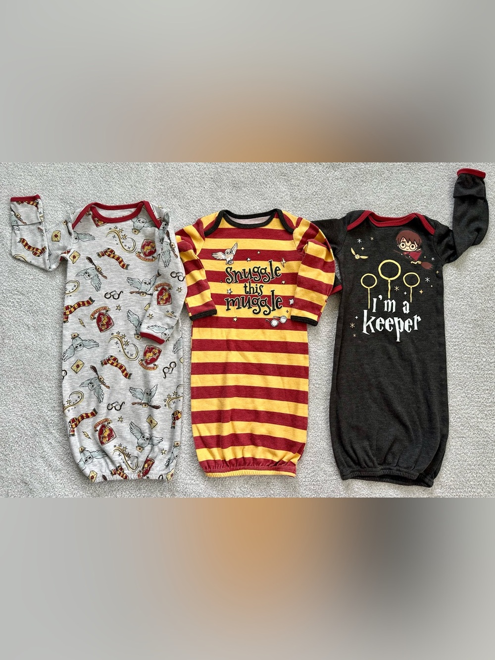 Harry Potter Baby Gown Set 3 Piece Long Sleeve 0-6M